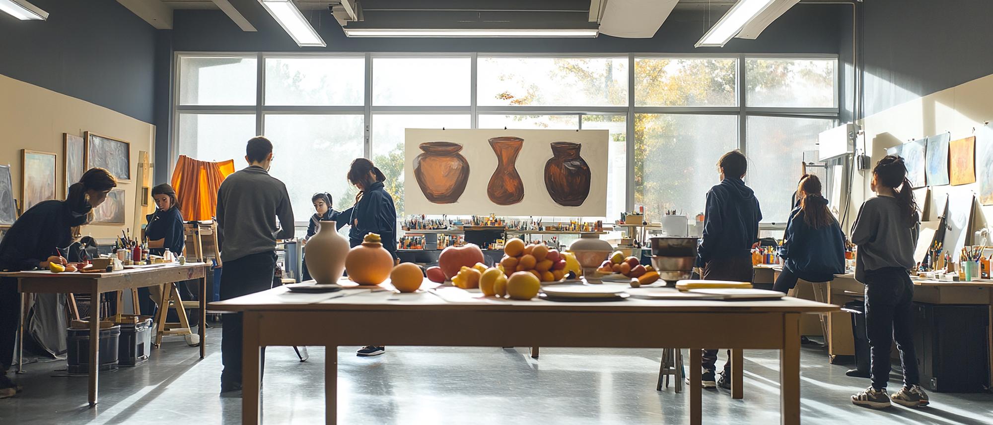 Warm workshop interior with participants